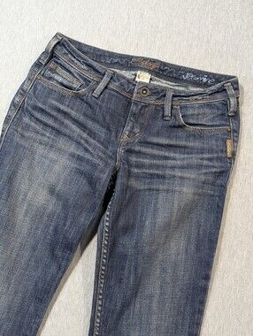 Silver Jeans Jasmine Bootcut Women's 28 X 33 Dark Wash Blue Distressed